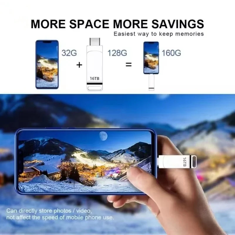 16TB USB3.2 Flash Drives High Speed Transfer Metal Pendrive Memory Card Pendrive Flash Disk Memoria Waterproof Stick NEW