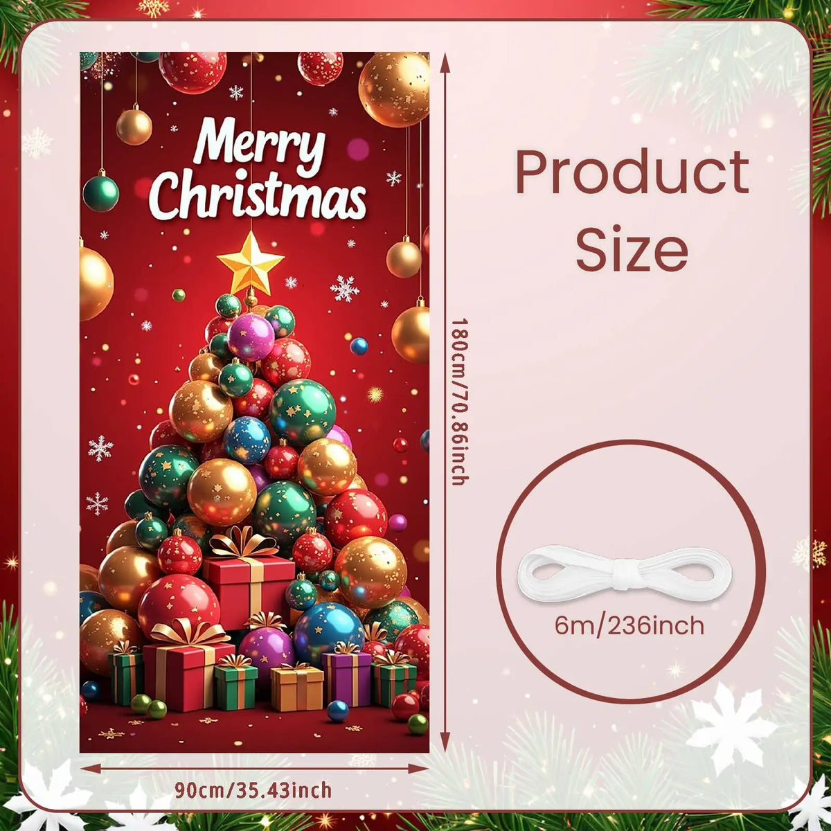 Christmas Door Cover Decorations Santa Claus Send Gift Background Banner for Indoor Outdoor Home Porch Holiday Decor Supplies