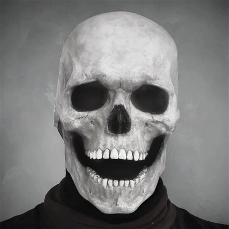 Full Head Latex Skull Mask Realistic Horror Halloween Cosplay Mask for Adults Scary Party Costume Skeleton Headgear Prop