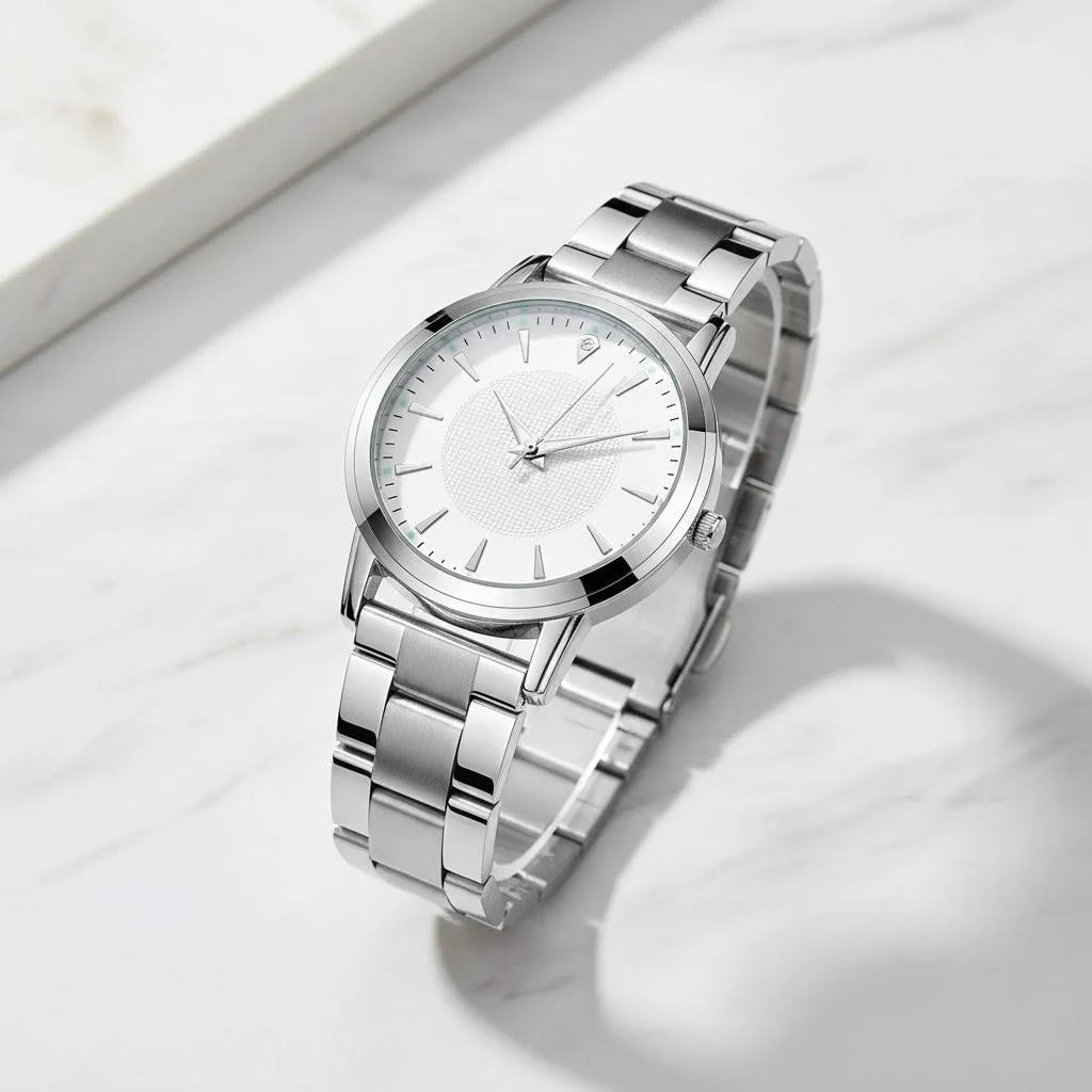 Matching Couples Luminous Steel Band Quartz Watches Gift Timepiece Fashion Watch for Men and Women