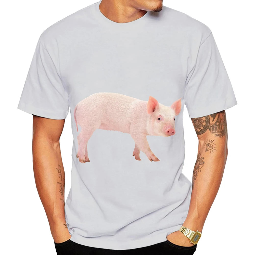 Popular 3D art design of cute pigs in summer, youthful fashion personality, cute popular T-shirt