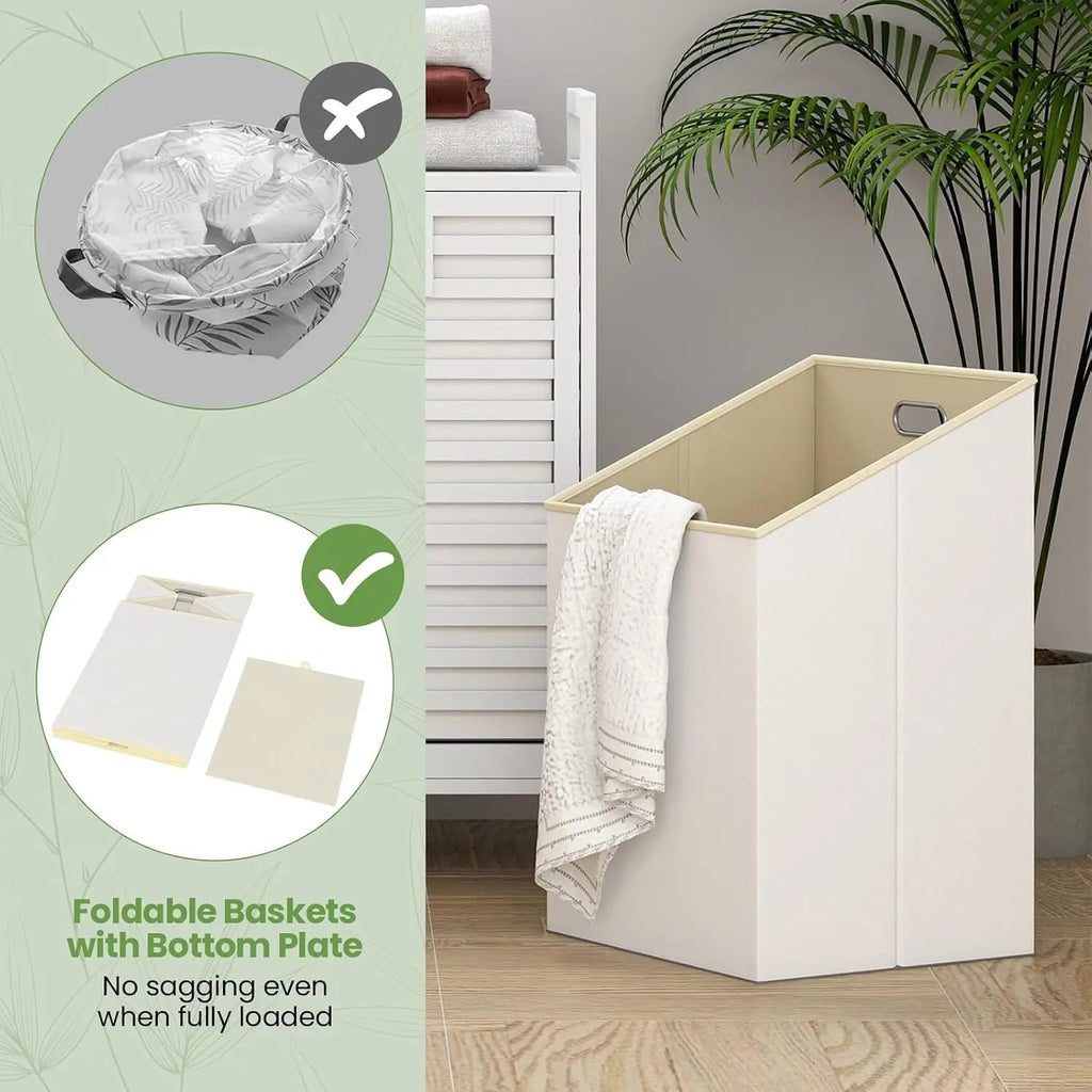Giantex Bamboo Tilt Out Laundry Hamper Cabinet, Wicker Laundry Sorter