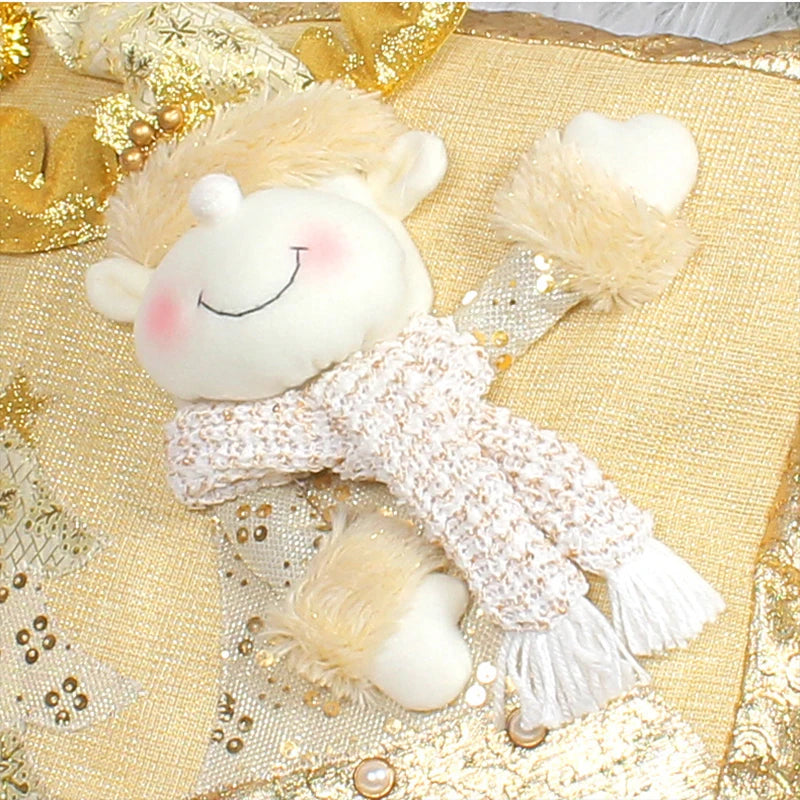 Christmas Gold Embroidered Cushion Cover Snowman Elk Santa Claus Three-dimensional Embroidered Pillowcase Holiday Home Decor