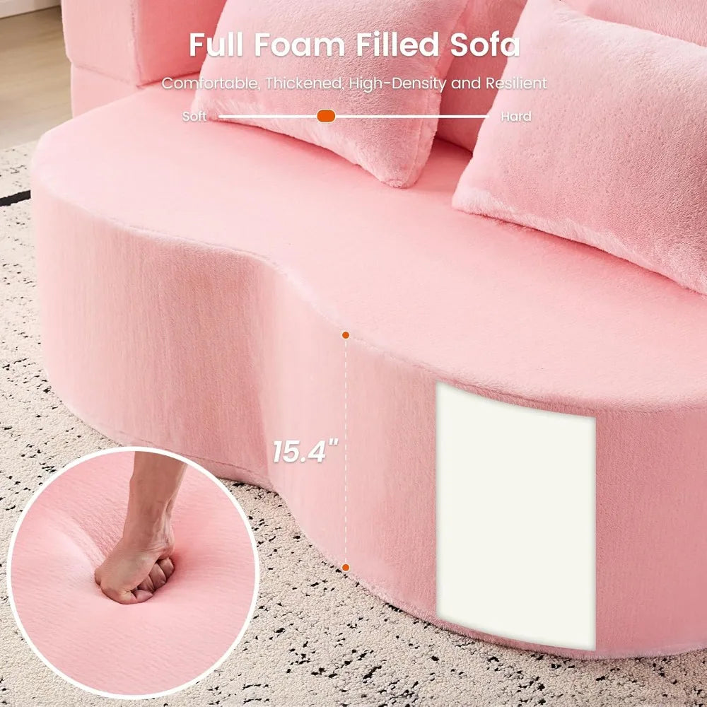 78" Convertible Sofa Bed, Full Size Sleeper Couch, Pink