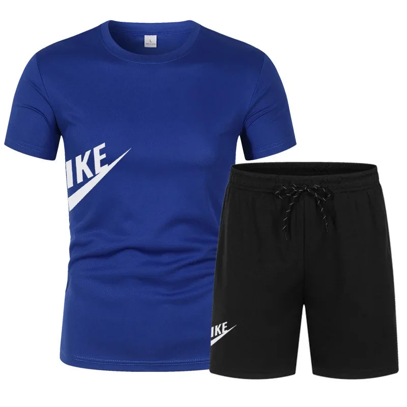 Men's summer T-shirt and shorts set, men's breathable sportswear set, casual and fashionable short-sleeved T-shirt set