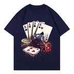 HOT SALE Fun Casino Poker Graphic Tee Men's Women's Clothing Fashion Y2k Short-sleeved Tee High Quality Cotton Summer Tee