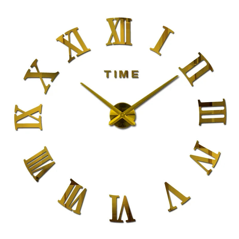DIY Wall Clock for Home Living Room 80-120cm Modern Style Frameless 3D Wall Clock Acrylic Mirror Stickers Hotel Room Decoration