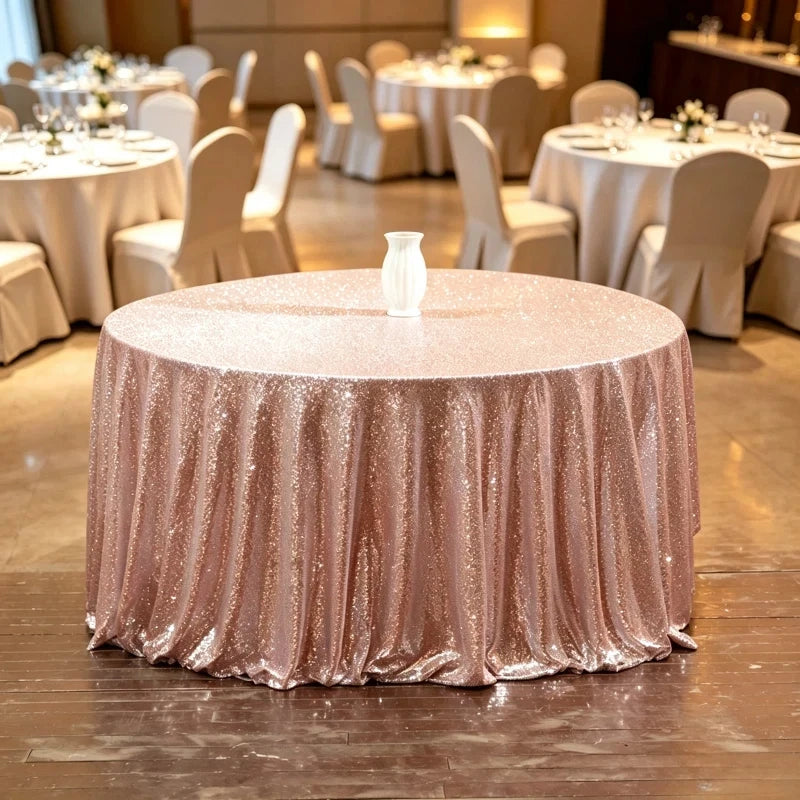 Shiny Sequin Round Tablecloth Sparkly Fabric Table Cover Wedding Banquet Party Decor Multi Round Sizes Available