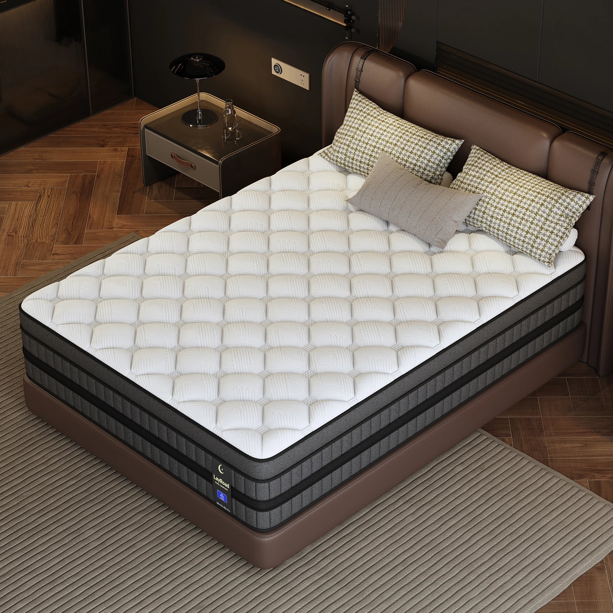 LayRoad 12-14IN Hybrid Mattress Medium Firmness Gel Memory Foam Spring Mattress Heat Dissipation Pressure Relief Boxed