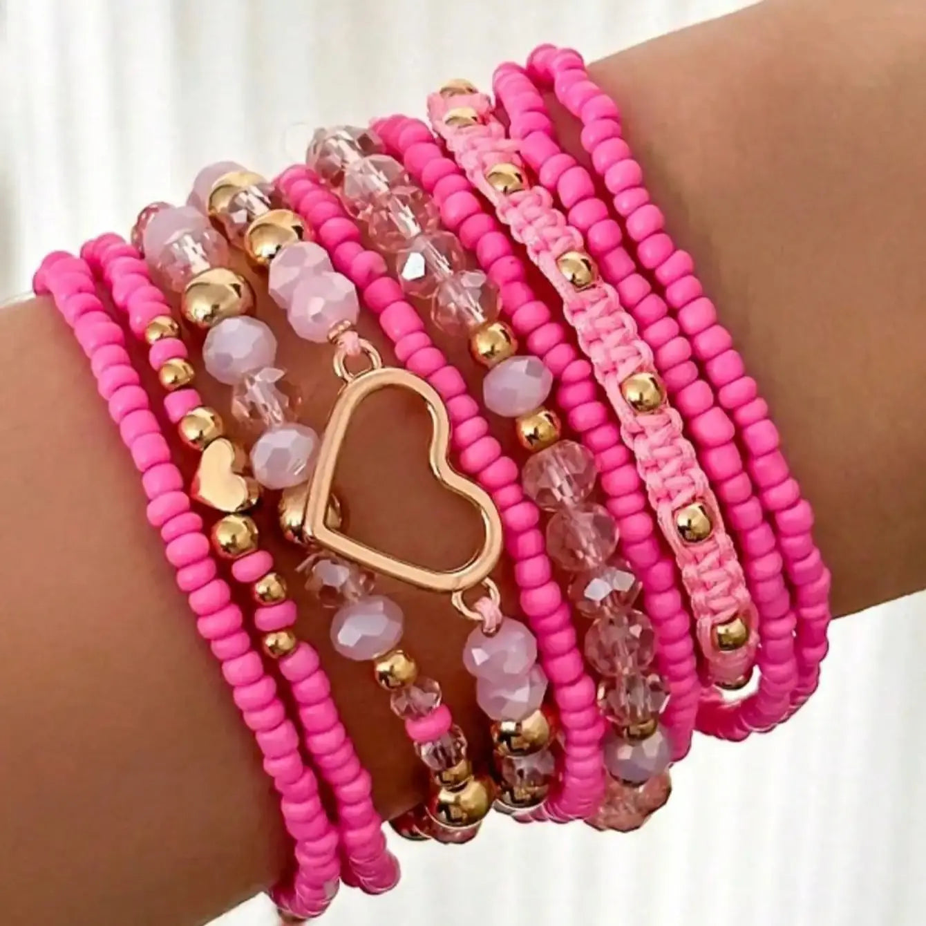1 set of new Valentine's Day stacked rice bead love bracelet set suitable for gift giving