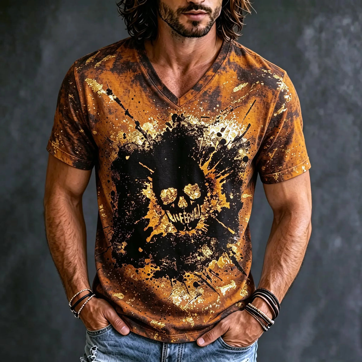 Men Glowing Jack‑o‑Lantern Pumpkin Print T‑Shirt Halloween Scary Face Crack Effect O‑Neck Short Sleeve Streetwear Tee Tops