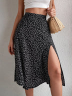 2023 Summer New European and American Floral Half Skirt  Cross border Foreign Trade Split A-line Wrap Hip Mid Waist Long S