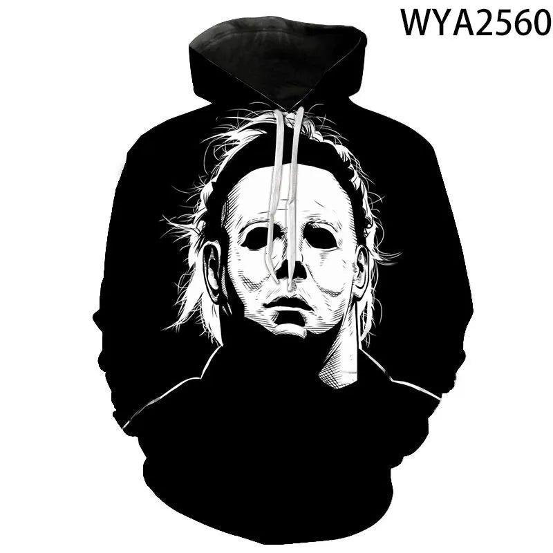 2026 Autumn Halloween Horror Michael Myers 3D Print Men Women Children Hoodies Harajuku Streetwear Hooded Sweatshirts Pullover