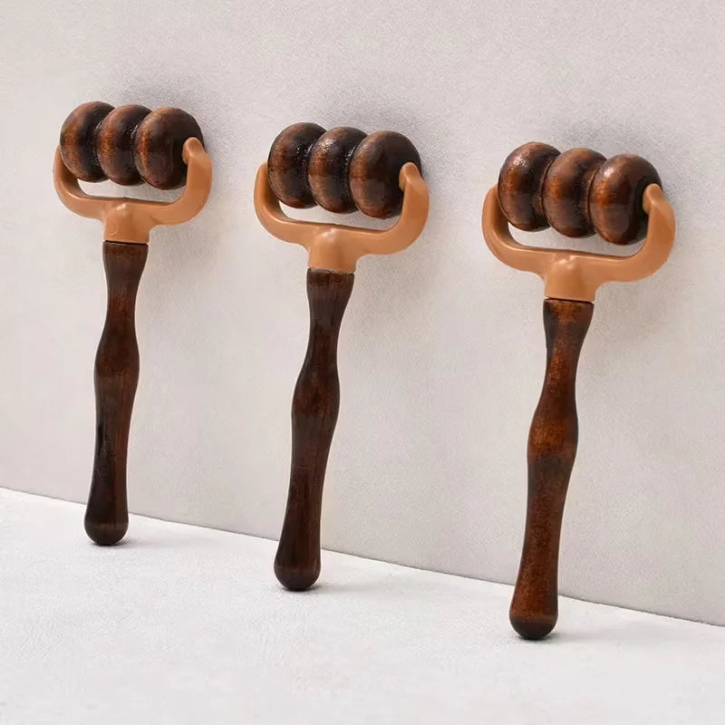 1/2pcs Wooden Manual Massage Roller Portable Massager for Blood Circulation, Suitable for Neck, Back, Shoulders, Hands and Head
