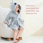 MICHLEY Shark Dinosaur Hooded Baby Bathrobe Cotton Soft Infant Bath Towel Robe Pajamas Solid For Kids Boy Girl Children 1-5T