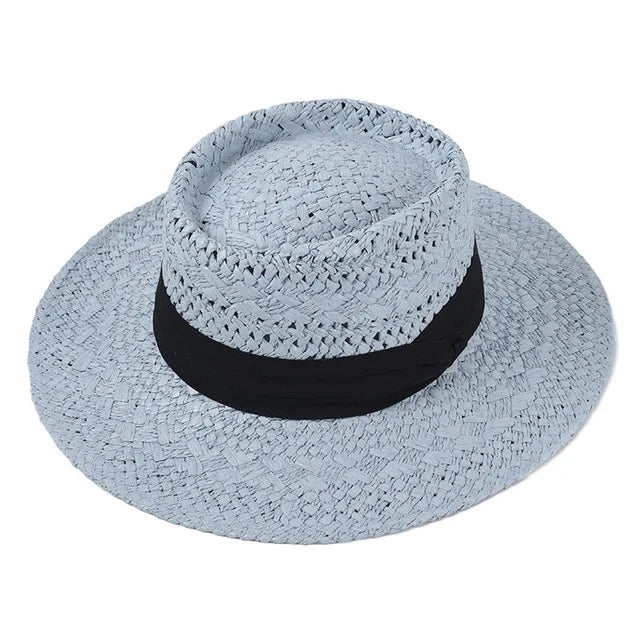 hats beach hat bohemian flat brim hat hand woven straw hat ladies summer vacation travel sun hat