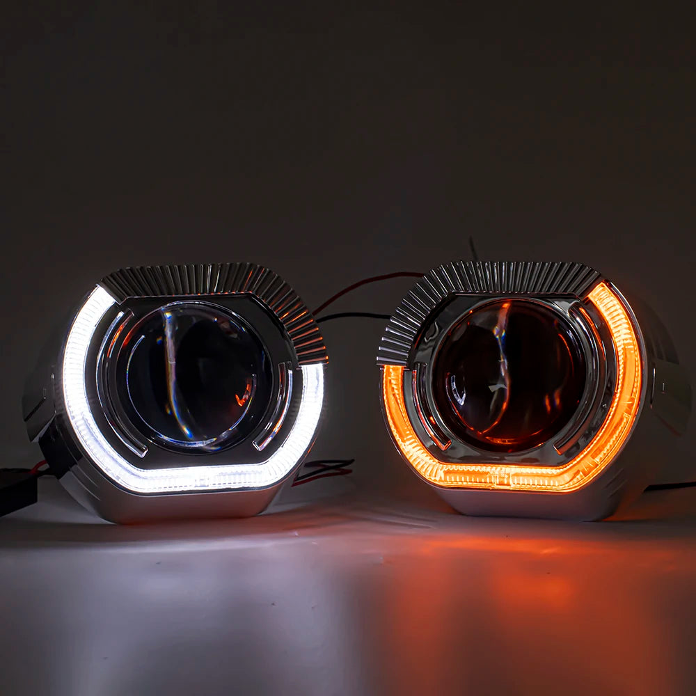 2.5 Inch 8.0 Bi Xenon Projector Lens With DRL LED Angel Eyes Shrouds Car Assembly Kit For Car Headlight H1 H4 H7 Model