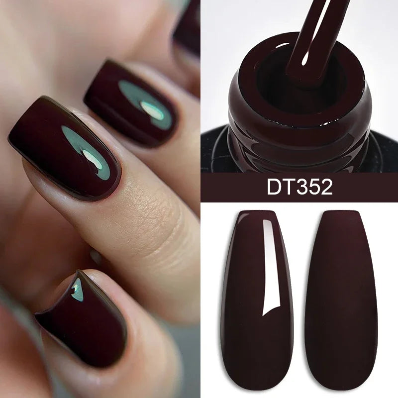 7ml Coffee Brown Gel Nail Polish Autumn Winter Nail Art Gel Varnish Semi Permanent Nail Supplies DIY Manicure Hallowee Nails