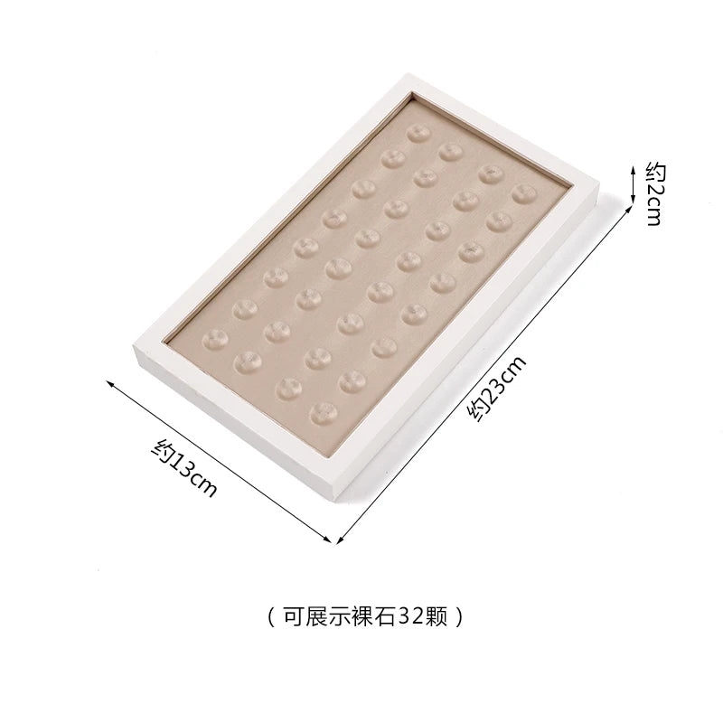 Champagne Leather Jewelry Set for Earrings Rings Display Stand Storage Organizer for Fashion Women Bracelets Necklaces Tray