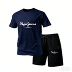 New summer fitness sportswear for men short-sleeved T-shirt and shorts two-piece set breathable and quick-drying casual wear