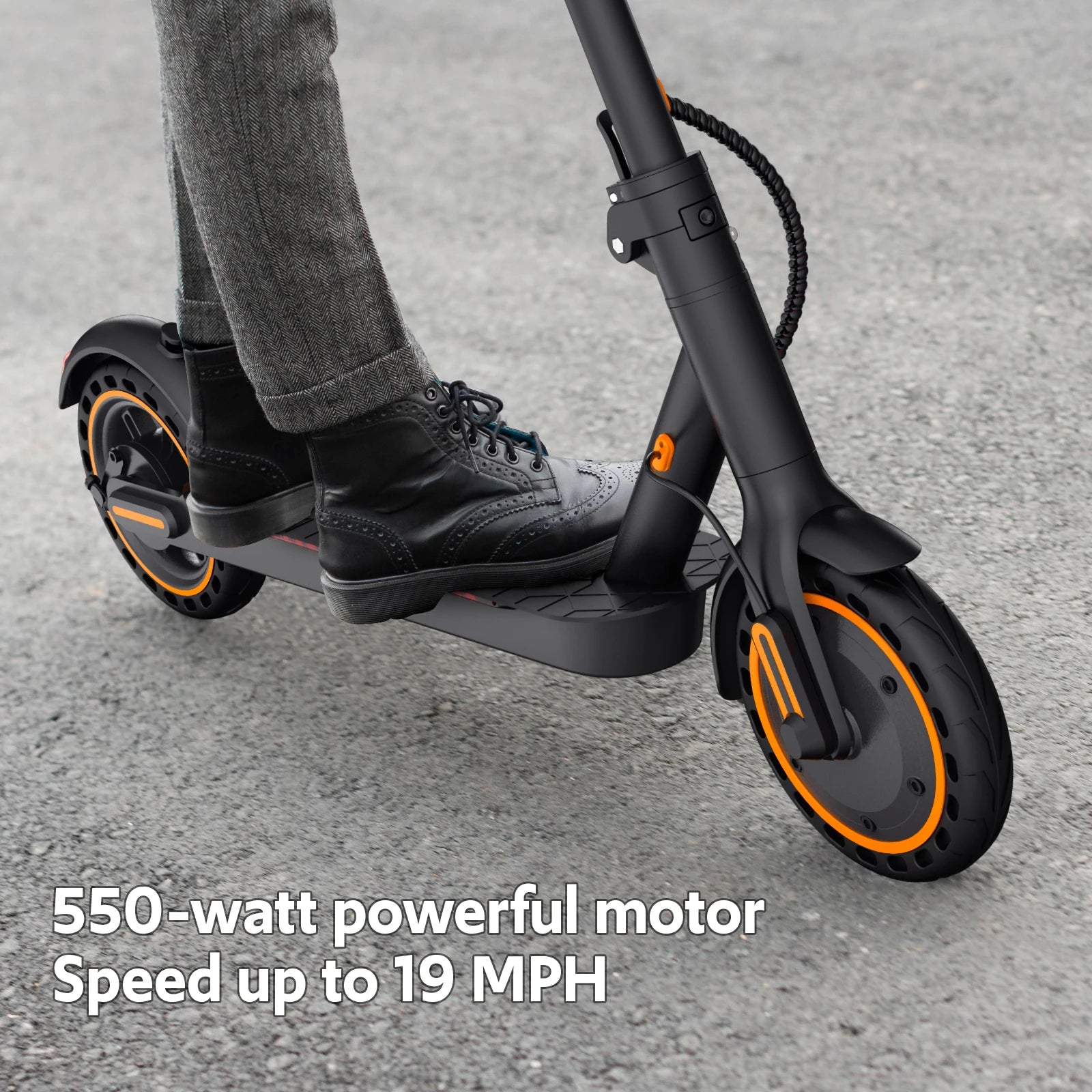 Electric Scooters for Adults&Teen, 550W Motor 19Mph Top Speed E-Scooter, 19 Miles Range, Folding w/Side Lights, UL2272 Dual Brake & App