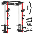 Wall Mounted Power Cage Squat Rack 2000LB Capacity Dual Crossover System 16 Attachments Home Gym, Custom
