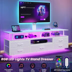 51.2" LED TV Stand with Mount for 45-70 Inch TVs, Power Outlets, Storage & Smart Lights