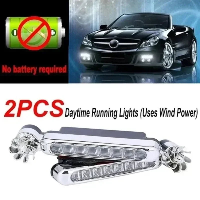 1/2Pcs Car LED DayTime Running Light Wind Powered LED Floodlights Auxiliary Lighting Motorcycle Lamp Automobile Day Headlight