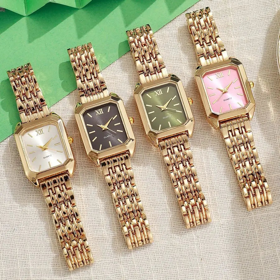Light luxury steel strip women's watch female student fashionable simple square quartz watch