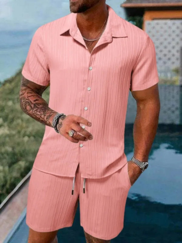 Summer New Mens（T-shirt +Shorts) 2-piece multi-colored sportswear men's T-shirt shorts set