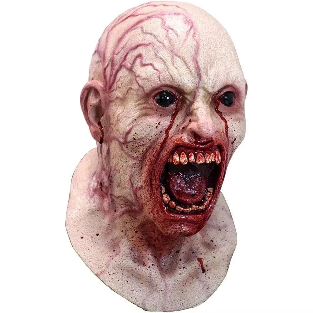 Mask Creepy Halloween Props Scary Realistic Face Mask For Adult Party Cosplay Costume Horror Props Scary Halloween Cosplay Mask