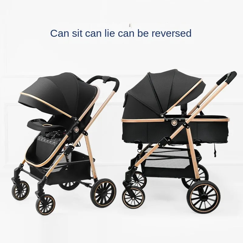 3-in-1 Baby Stroller High Landscape Large Wheel Baby Stroller Can Sit and Lie Two-way Push Travel Stroller with 0-4 years baby
