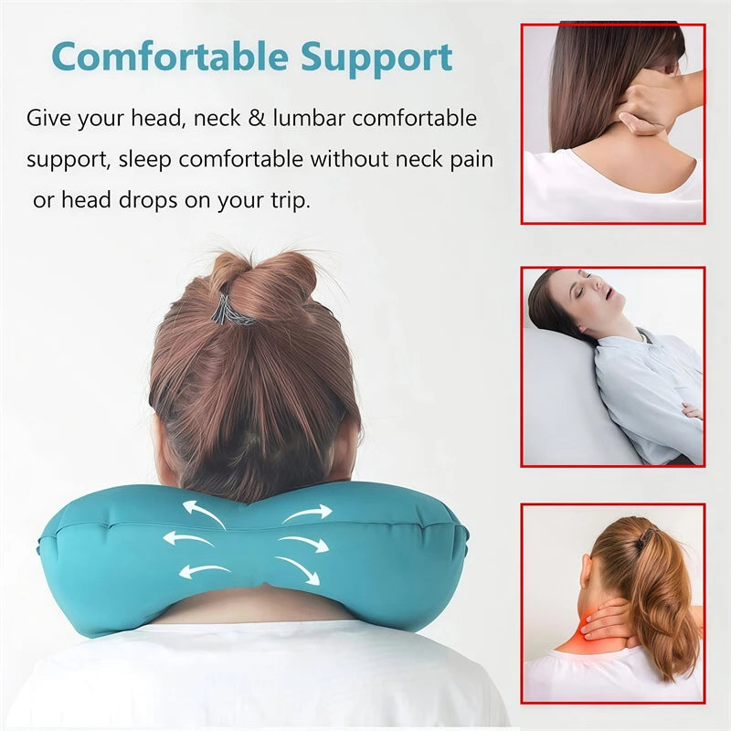 Press On Inflatable Pillow to Relax Neck Travel U-shaped Pillow Foldable and Portable With Leak Proof Device Ordinary U-shaped