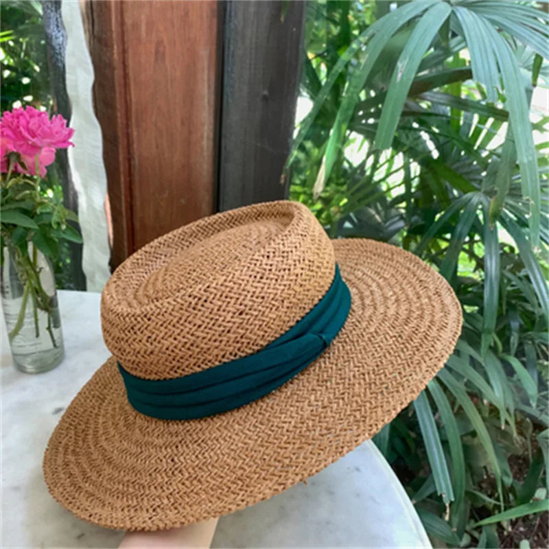 hats beach hat bohemian flat brim hat hand woven straw hat ladies summer vacation travel sun hat