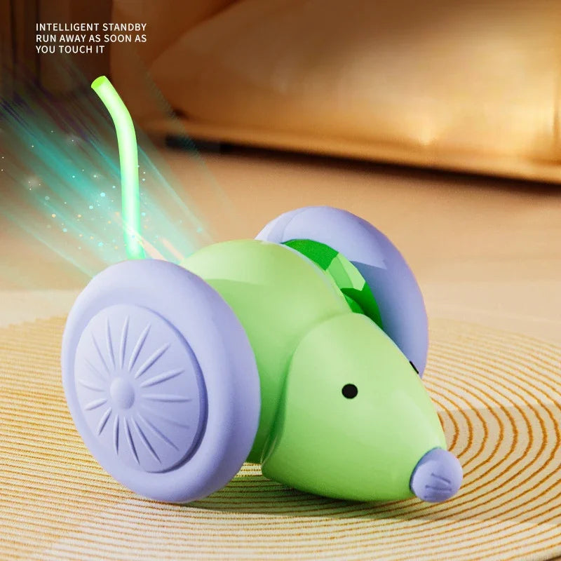 Interactive Cat Toy Electric Mouse Car Automatic Teaser kitten Pet Toys Rechargeable Intelligent Obstacle Avoidance Cat Car Toy