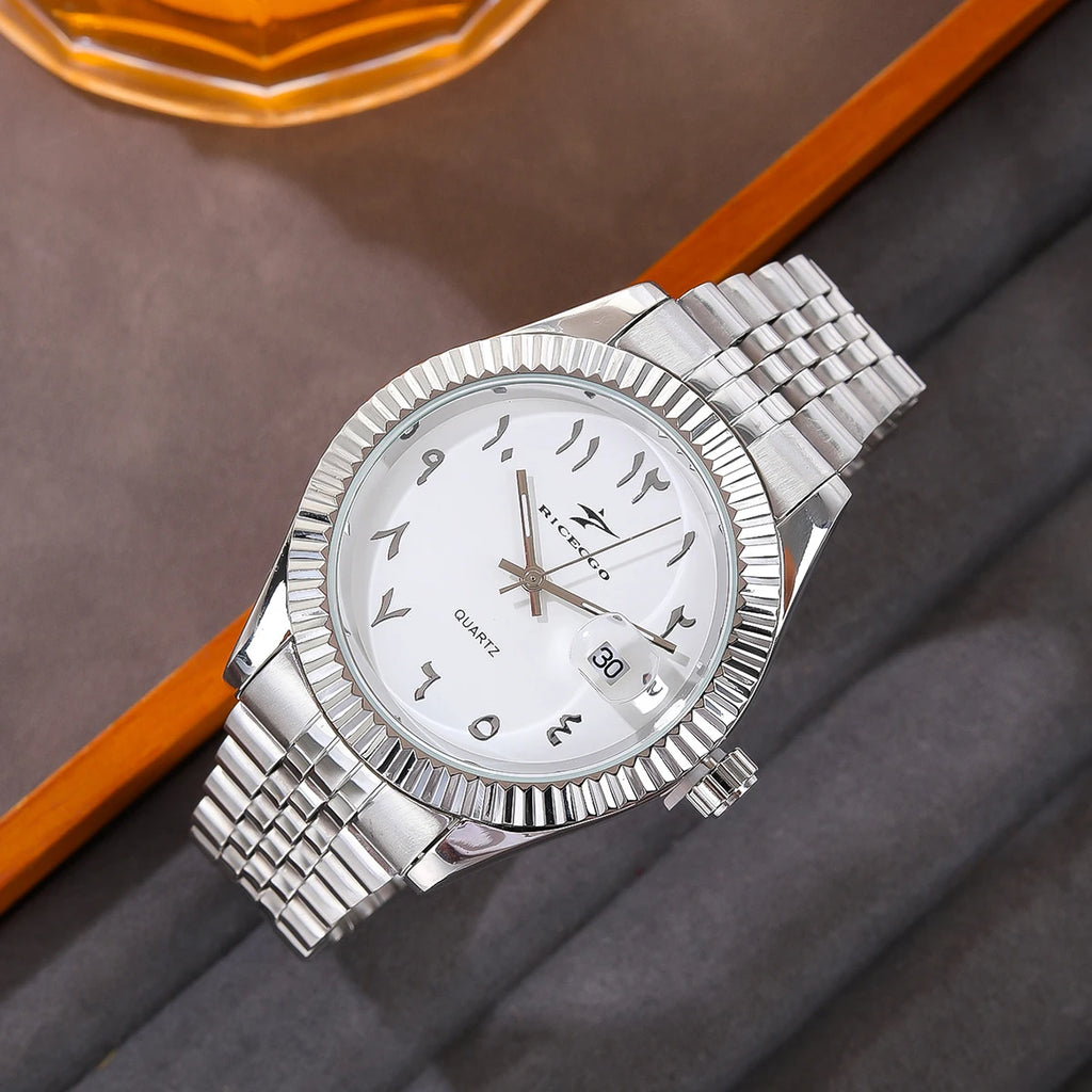New Men Date Watches High-end Luxury Casual Calendar Stainless Steel Business WristWatch Leisure Sport WristWatch Clock