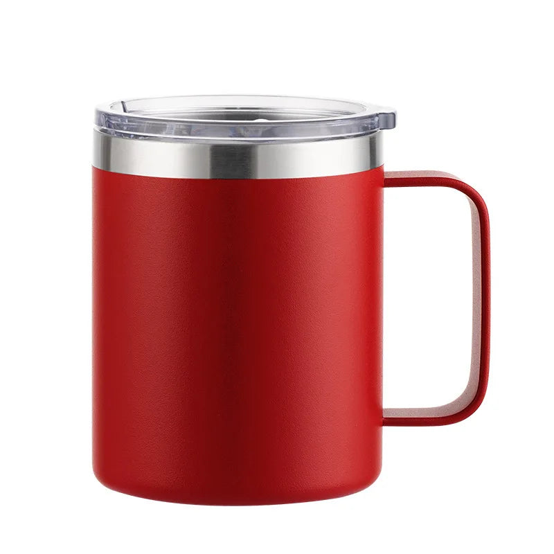 Custom Logo Name Stainless Steel Insulated Coffee Mug Tumbler with Handle 12 oz 360ml Tumbler Cup with Lid for Hot & Cold Drinks