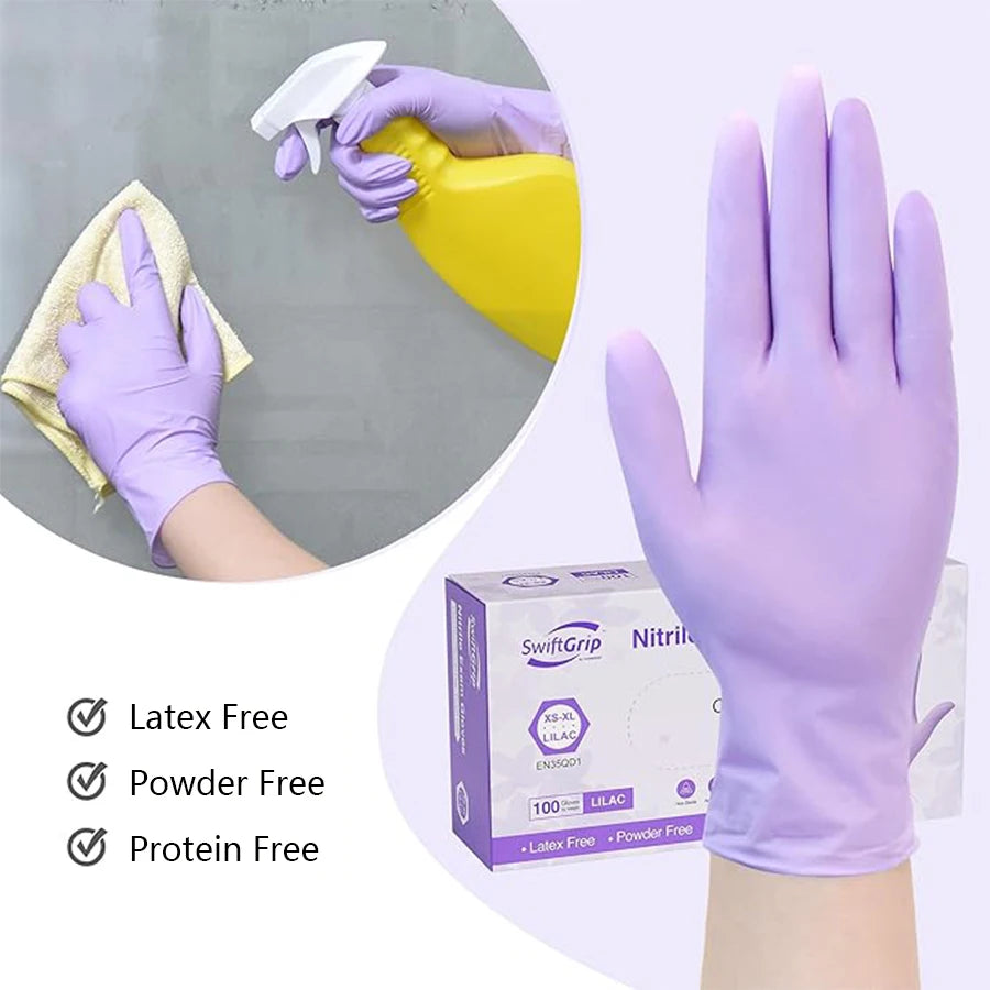 20-300pcs Nitrile Exam Gloves Disposable Purple Lilac Glove Food Grade Sterile Powder Free Protection Gloves for Cooking Clean