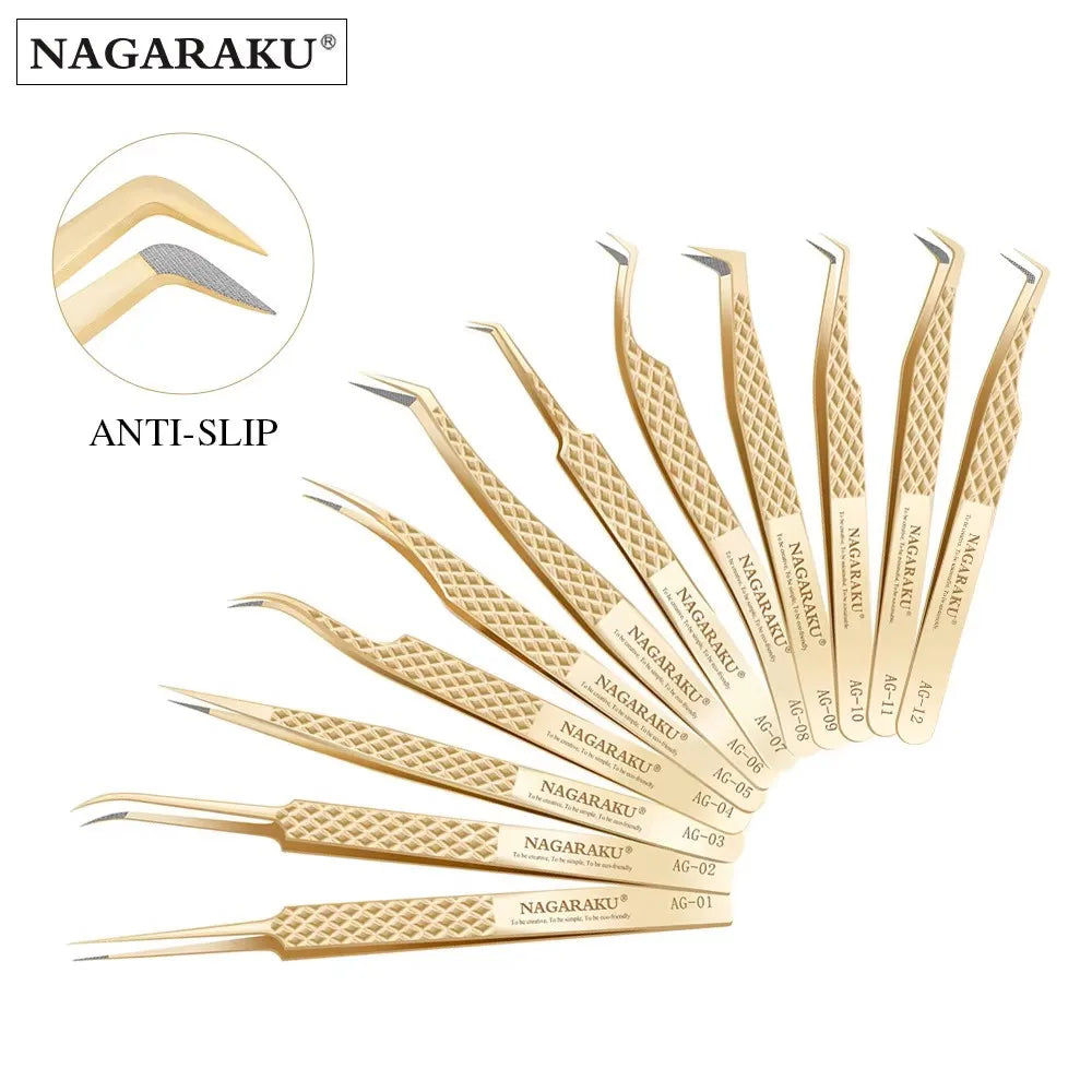 NAGARAKU Precision Fiber Tip Tweezer for Eyelash Extensions Professional Eyelash Tweezers Antistatic Straight