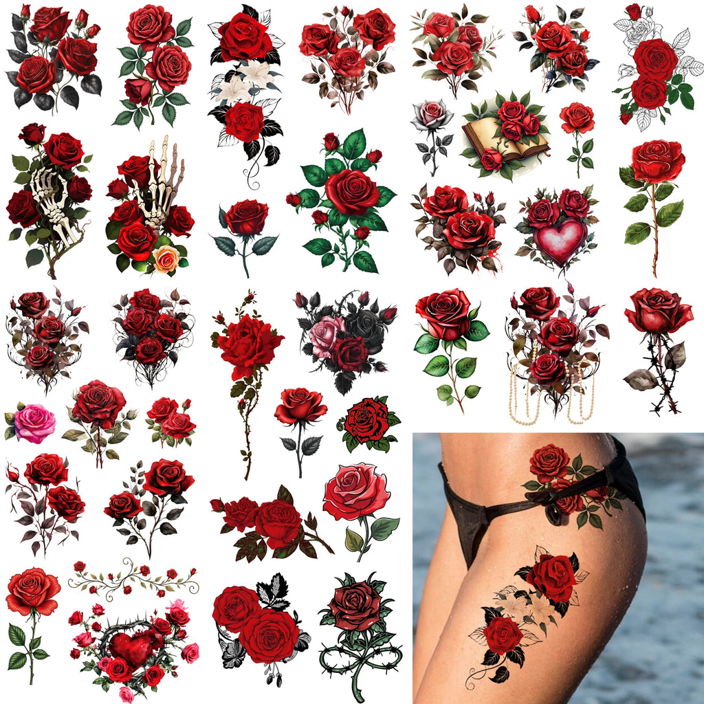 8 Sheets Large Temporary Tattoo Sticker Fake Tattoos for Women Girls,Waterproof Long Lasting Body Art Makeup Sexy Realistic Arm