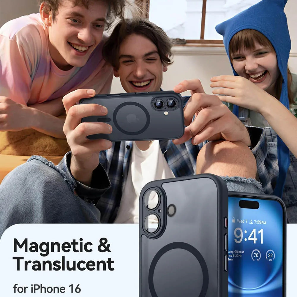 Magnetic Luxury Armor Shockproof Case For iPhone 17 Air 16 15 14 13 12 11Pro Max Magsafe Wireless Charge Matte Translucent Cover