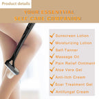 Lotion Applicator Self Sunscreen Tanning Back Applicator Stick Portable Long Handle Foldable With Two Replacement Heads