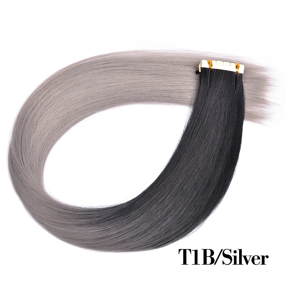 Synthetic Straight Tape In Hair Extensions 10pcs Natural Hair Extension 24inch For Women Invisible Double Sided Free Style