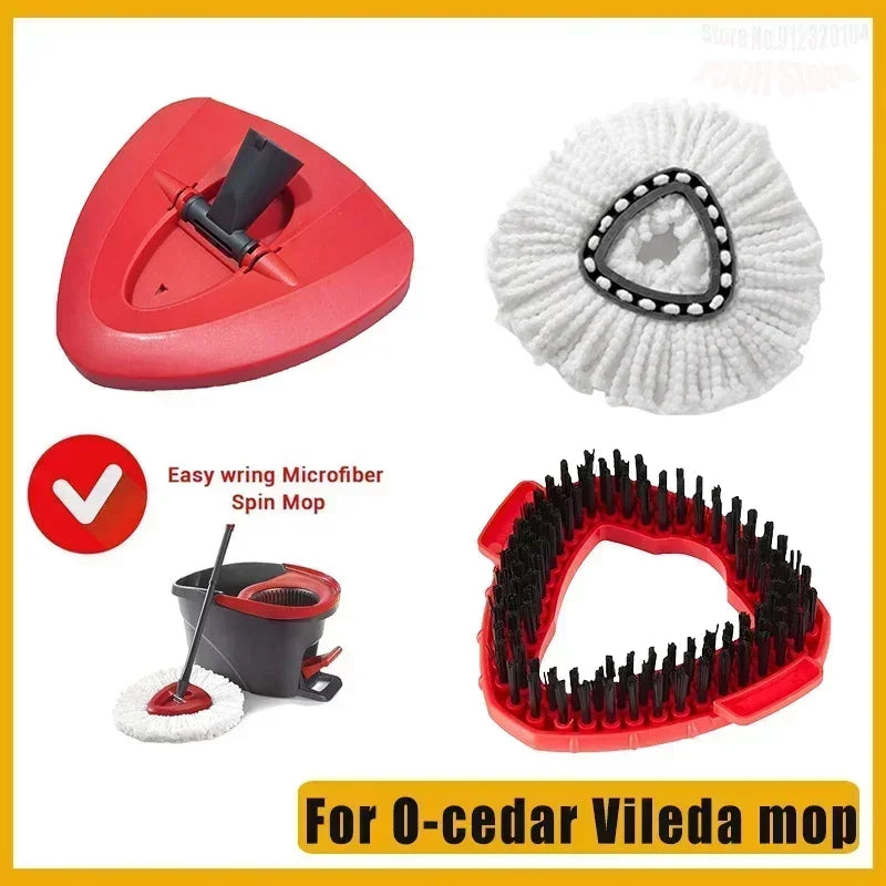 For O-cedar and Vileda EasyWring 1 Tank System Washable Mop Pad Triangle Rotating Mop Head Base Scrub Mop Brush Head Accessories