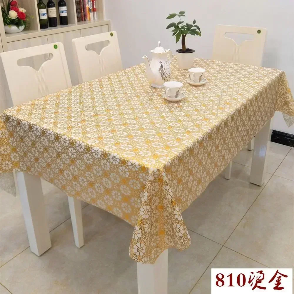 PVC Rectangular Dining-Table Tablecloth Oil Resistant Tabletop Protective Cloth Household Plastic High-end Lace Table Covers Mat
