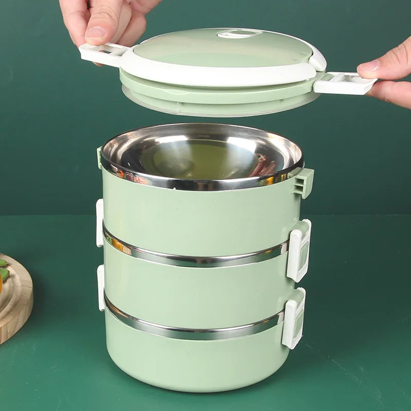 3 Layers Portable Stainless Steel Thermal Lunch Box Multi-Purpose Microwave Bento Box With Lids Leakproof Food Container Box