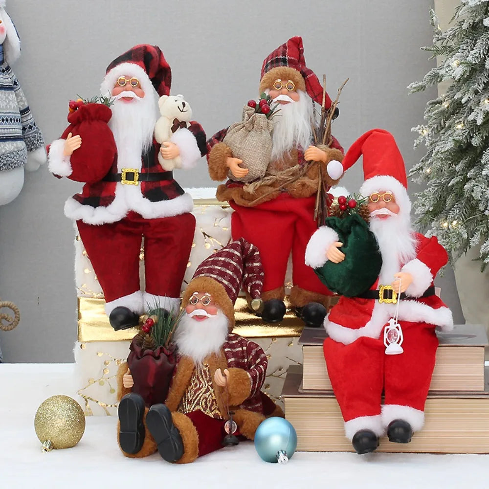 Christmas Decorations 30cm Sitting Santa Claus Gift Window Display Ornament