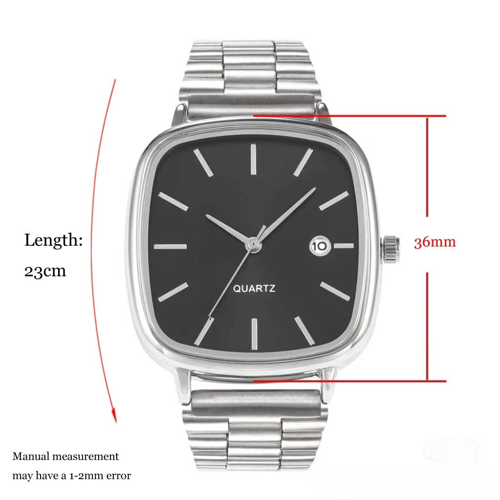 Fashion Brand Men Watch Steel Strap Business Calendar Quartz Watches Luxury Wristwatches Gift Dropshipping Big Dial Clock