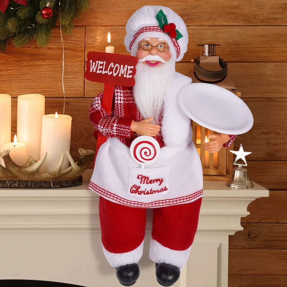 Christmas Decorations 30cm Sitting Santa Claus Gift Window Display Ornament