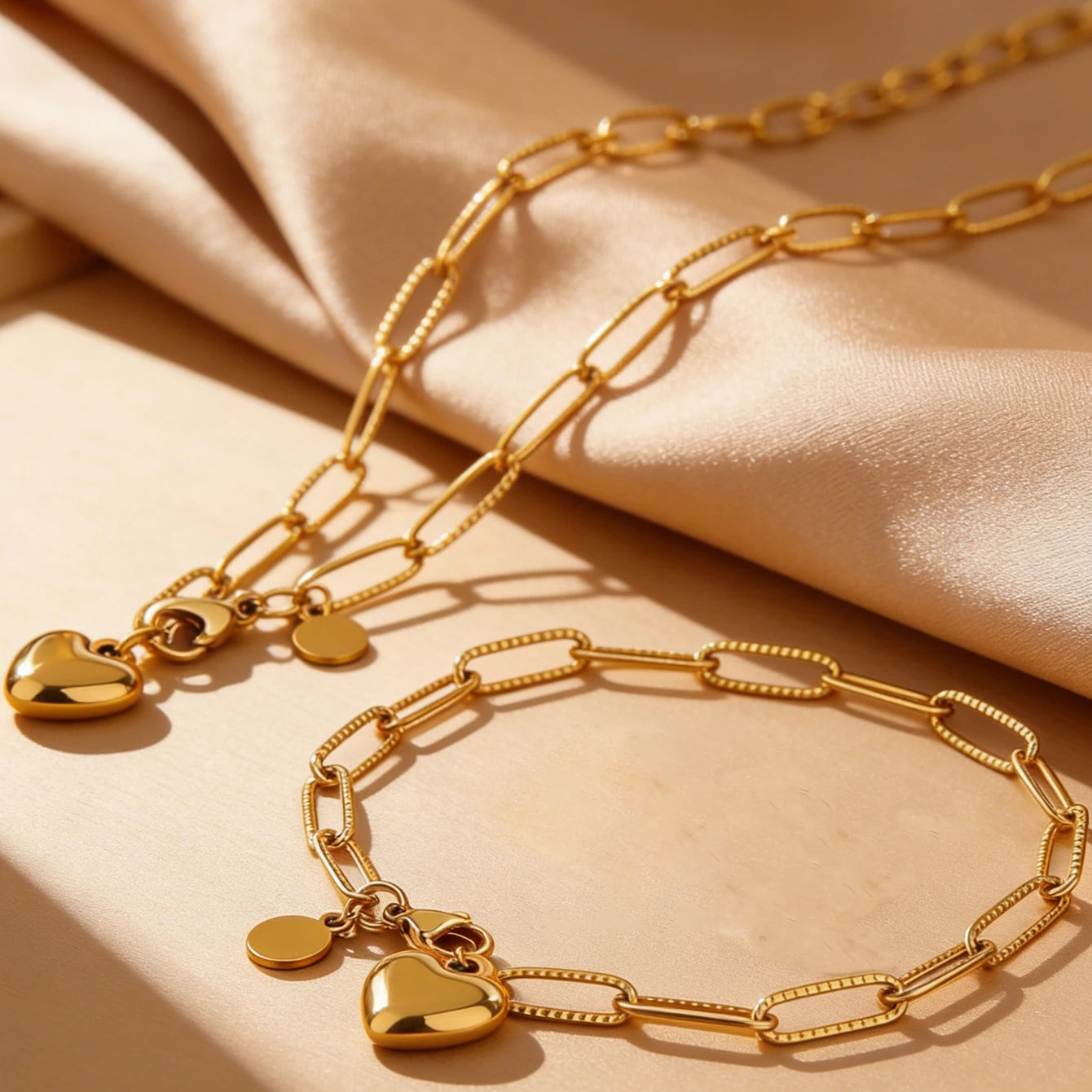 2Pcs/Set Elegant Stainless Steel Love Heart Bracelet For Women Couple Daily Holiday Wear Durable Jewelry Valentine's Day Gift
